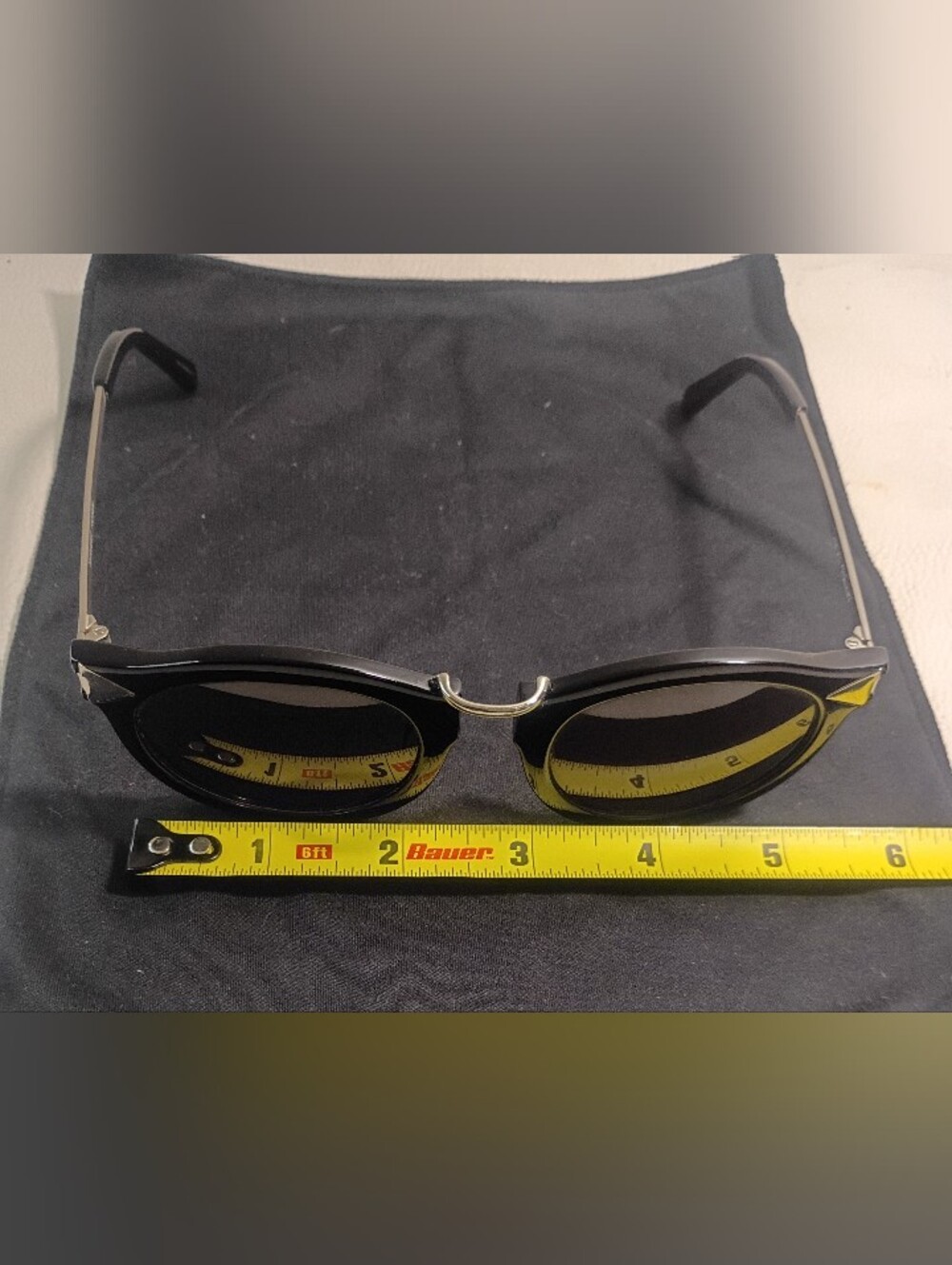 Karen Walker Black Round Sunglasses with Gold Accents - Picture 10 of 12